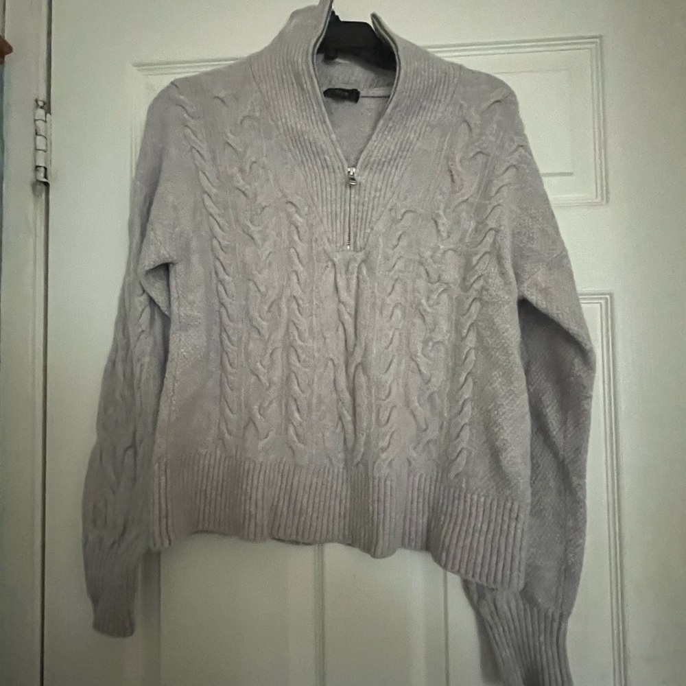 J. Crew Gray Cowl Neck Cable Knit Sweater